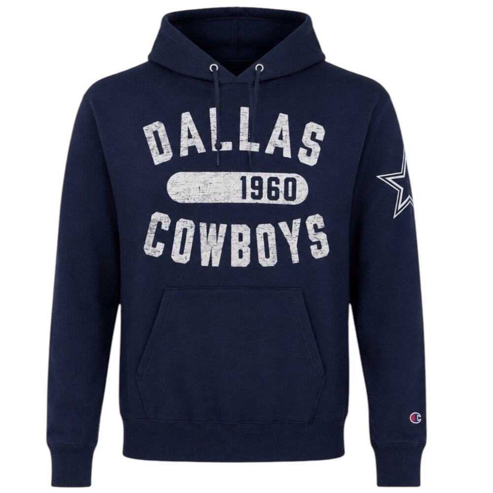NWT Champion Dallas Cowboys Hoodie Navy Blue 1960 NFL Graphic Men's Medium - Picture 1 of 8